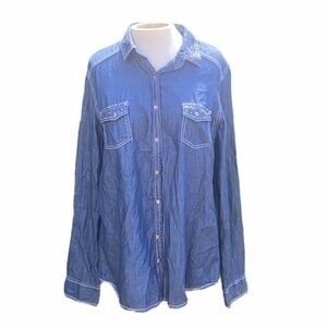 Faded Glory long sleeve button down, blue denim color